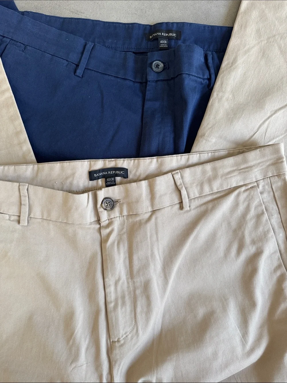 Bundle 2 Banana Republic Stretch Chino Pants Men's 40x30 Blue Khaki